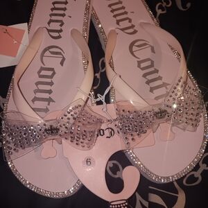 Juicy Couture Pink Bow Rhinestone Sandals